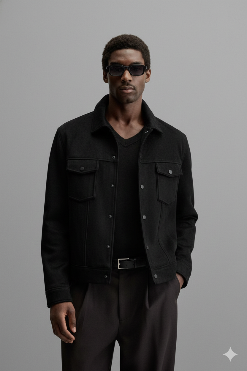 Mens Suede Leather Jacket Black