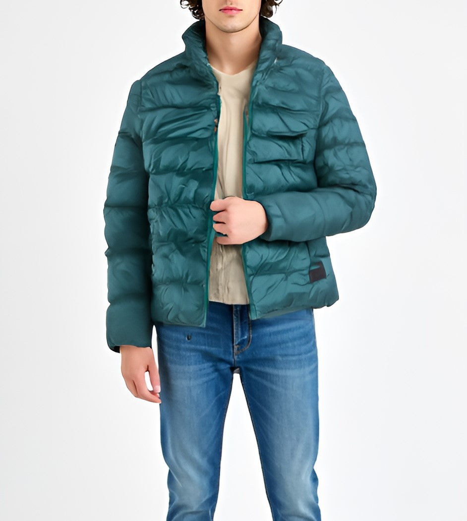 Men's High-Performance Insulated Puffer Jacket with Detachable Hood Green