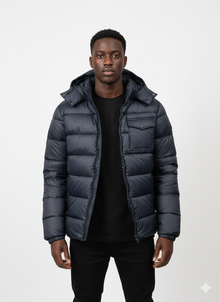 Men's High-Performance Insulated Puffer Jacket with Detachable Ho